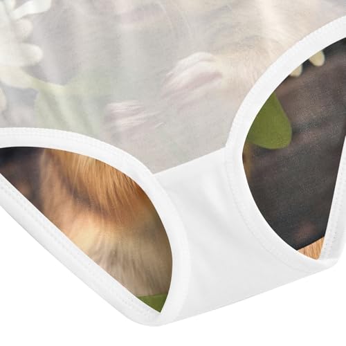 Chipmunk Animal Flower Toddler Girls Underwear, Girls' Cotton Brief Underwear, 2T–8 Years4