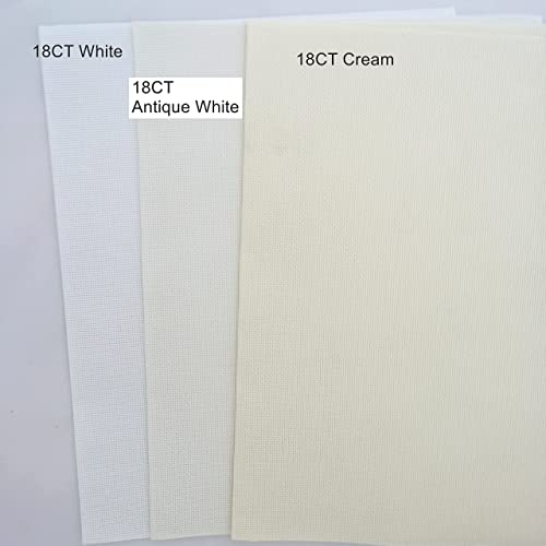 Image of KCS 4 /6 pc of 12 inch x 18 inch 18CT Counted Cotton Aida Cloth Cross Stitch Fabric (6 pc, Antique White)