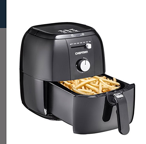 Chefman Express Air Fryer, Rapid Hot-Air Technology, Ultra quiet, Includes Recipe Book, Minimum Temperature 180°F to Maximum 390°F, Black - RJ38
