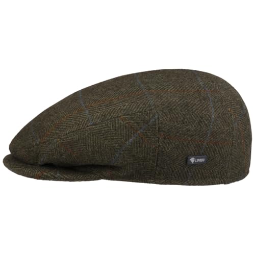 Lipodo Flatcap Schirmmütze Karomuster Made in Italy Damen und Herren Sommer Winter Oliv 57 cm