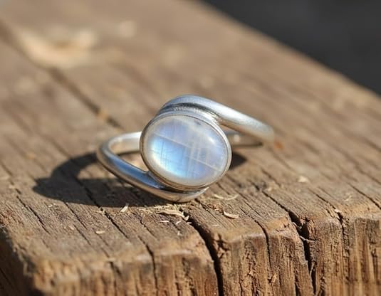Image of 55Carat Choose Your Color Natural Gemstone Silver Statement Rings for Gift Corssover Style Size 5 to 12