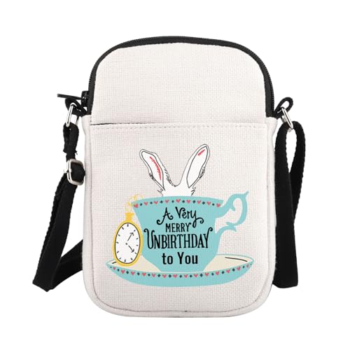 PLITI White Rabbit Gifts Princess Fans Gift A Very Merry Unbirthday To You Princess Movie Crossbody Bag For Fairy Tale Lover
