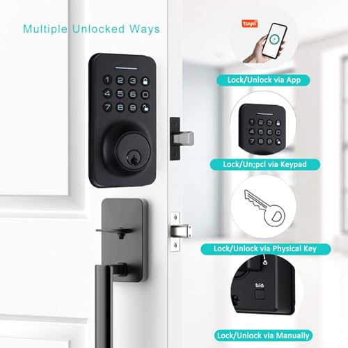 Serrure de porte intelligente 4 formes déverrouillées et connexion application BT - 5