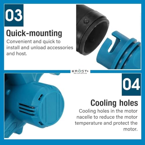 Image of KROST PRO Series K820 Heavy Duty Cordless Air Blower & Mini Vacuum Cleaner Suction | 21 Volts(37v MAX) | 19000 RPM | 2.8m /Min Airflow | 5.0mAh Battery & Fast Charger (Double Batteries)