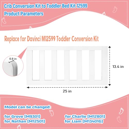 IQYIQY New Crib Conversion Kit to Toddler Bed Kit 12599, White, Replace for Davinci M12599 Toddler Conversion Kit,Bed Conversion Kit, Toddler Bed Conversion Kit - Thumbnail 7