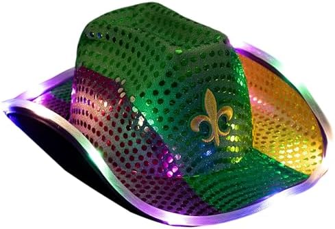 GiftExpress Adult LED Light-Up Sequin Cowboy Hat, Mardi Gras Cost...