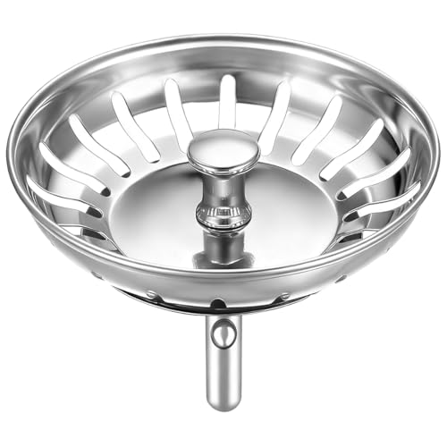 Tappo per Lavello, Tappi Lavandino Cucina, Tappo per Lavello 82 mm Universale, Tappi Lavello Cucina in Acciaio, Che Può Filtrare I Rifiuti Ed Evitare Il Blocco Del Tubo Di Scarico
