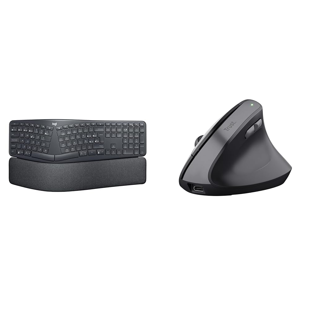 Logitech Ergo K860 Teclado & Trust Yuno Ratón Vertical Inalámbrico