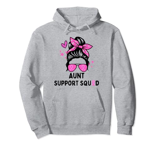 Aunt Support Squad Breast Cancer Pink Awareness Disordinato Panino Felpa con Cappuccio