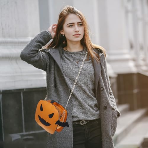 VALICLUD Halloween Pumpkin Crossbody Bag Casual Little Devil Shoulder Bag Messenger Bag Handbag for Girls Student Ladies (Brown)4