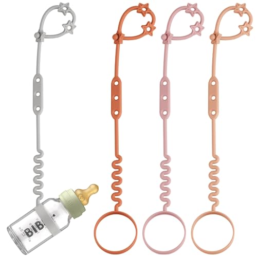 Image of Toy Safety Straps, 4 Pack Silicone Sippy Cup Straps, Sippy Cup Leash for Baby, Keep Bottles and Sippy Cups Close at Hand and Off the Ground or Floor (4PACK, Blush/Muted/Clay/Gray)