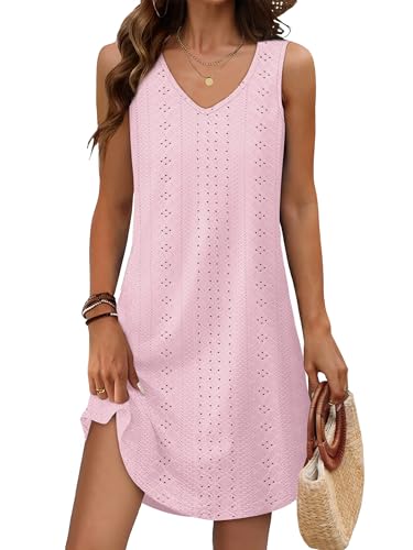 Image of Aokosor Womens Summer Dresses 2026 Loose V Neck Sleeveless Dress Sundresses Swimsuit Coverup Vacation Outfits