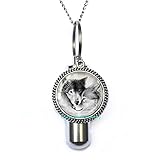 Love Wolf Cremation URN Necklace for Couples Lover Grey Natural Animal Jewelry Glass Cabochon URN Chain Neckless Q0221