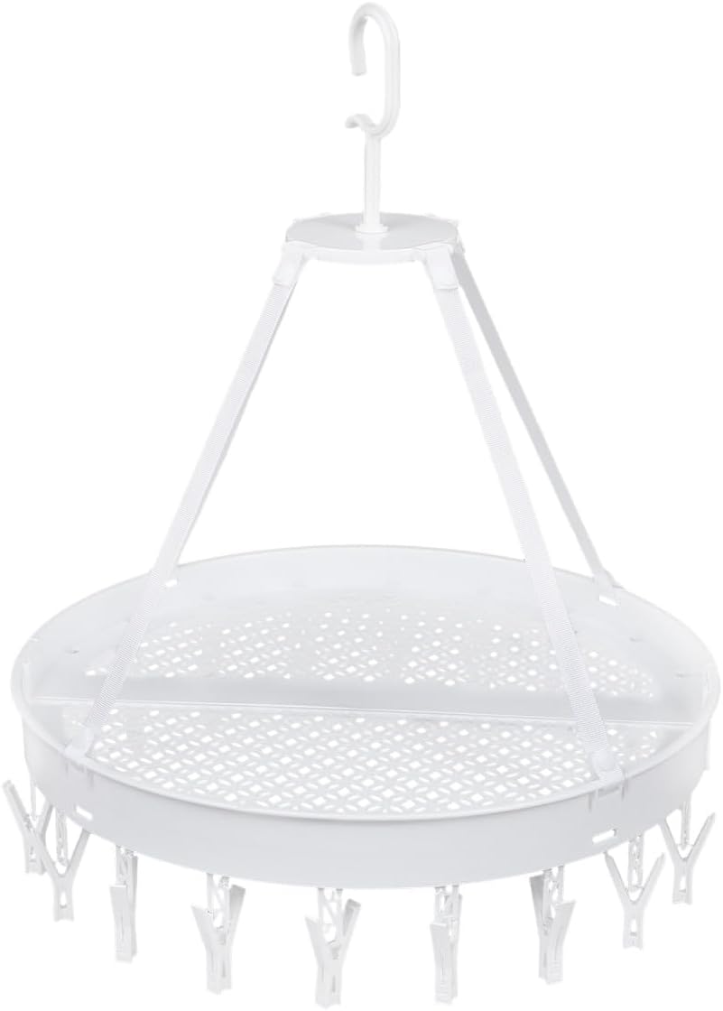 VALICLUD Windproof Folding Socks and Underwear Drying Rack, Single-Layer White Clothes Hanger for Balcony Laundry, Space-Saving Indoor Laundry Organizer