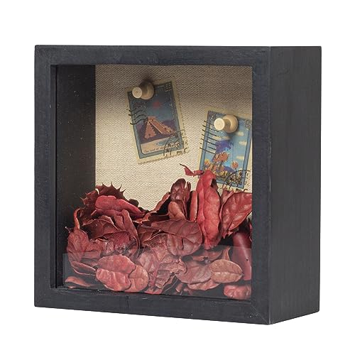 Increased Fire Shadow Box Frame 6x6 Shadow Box Display Case with Linen Back of Awards Memorabilia Flower, Pictures, Keepsakes?Bouquet?Medals and More Photos Memory Box Black