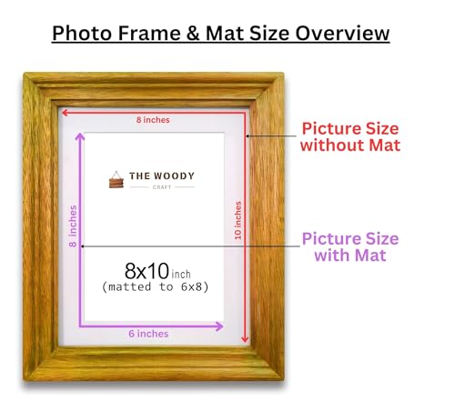 Image of 6 x 8 inch Wooden Photo Frame with Mat, Yellow Photo Frame 6 x 8 inch with Mat or 8 x 10 inch without Mat for Wall Decoration, Gallery Walls, Best Wooden Photo Frames for Posters and Photos