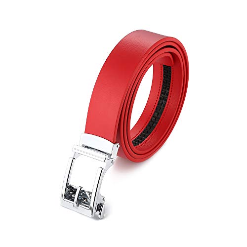 Image of Gelante Genuine Leather Ratchet Dress Belt With Automatic Sliding Buckle - Minimalistic Style-Trim to Fit