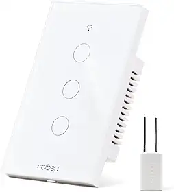 Interruptor Inteligente WiFi, Interruptor Smart Sem Fio Doméstico Multifuncional, Controle Remoto de Eletrodomésticos Por Celulares, Controle Por Voz, Branco, 3 Botao, sem neutro
