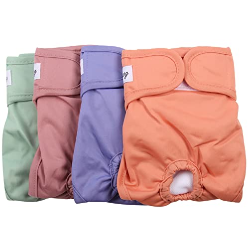 JoyDaog Female Dog Diapers for Large Dogs,4 Pack Reusable Washable Premium Doggie Nappies for Heat,Incontinence,Period Dog Panties,XL