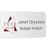 Custom-Aluminum Business Name Tag/ID with Magnet, Pin, or Tape. Offered with A Color Logo (White, 3 x 1.5')