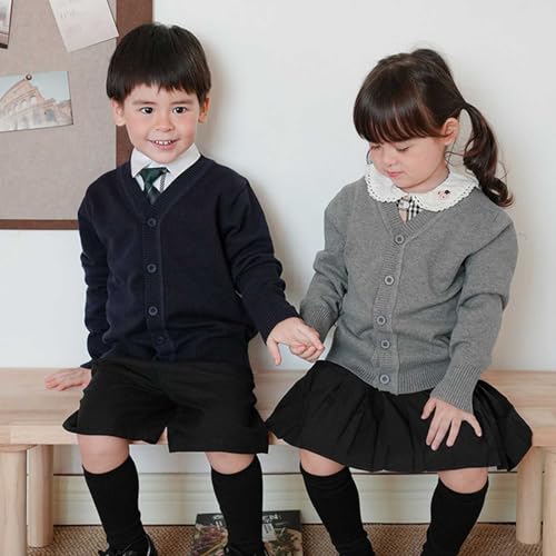 Kids and Toddlers' Uniform Knit Cardigan Sweaters Girls V Neck Long Sleeve Button Front Sweater Teen Cute Fall Outerwear Coat3