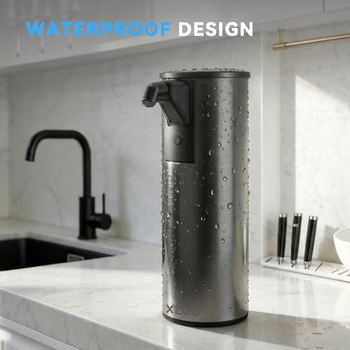 Image of Automatic Soap Dispenser Touchless 11.8oz /350ml Four-Level Adjustable Dispenser Volume，Stainless Steel Material,Battery Powered for Wide Compatibility in Kitchen, Bathroom, Hotel & Office(Black)
