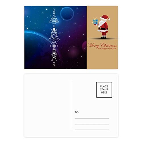 Lot de 20 cartes postales géométrie du ciel étoilé avec alien totem et motif de Père Noël