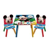 ARDITEX WD14004 Set de Mesa (50x50x44cm) y 2 Sillas (26.5x26.5x50cm) de Madera de Disney-Mickey