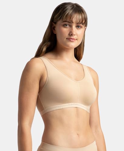 Image of Jockey ES04 Women's Wirefree Padded Super Combed Cotton Elastane Stretch Full Coverage Sleep Bra with Removable Pads and Ultrasoft Underband