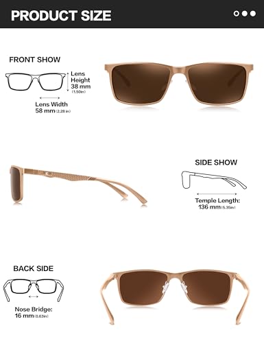 Image of Bircen Mens Sunglasses Polarized UV Protection: Classic Shades for Men Driving Fishing with Al-Mg Metal Frame