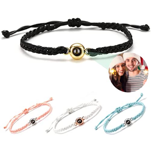 ZXH Bracelet De Projection De Photo en Cercle Personnalisé, Cadeau De Noël pour Couples, Bijoux Personnalisés, Cadeau d'anniversaire pour Amoureux, Souvenir De Famille Cover