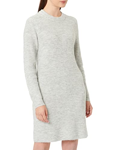 PIECES PCELLEN LS - Vestido de Punto con Cuello Redondo para Mujer, Color Gris Claro, Talla M