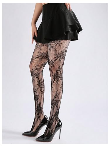 Image of SHENHE Women's Patterned Fishnet Tights High Waist Pantyhose Floral Stockings