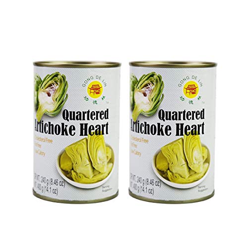 GONG DE LIN Quartered Artichoke Hearts Keto, Vegan, Paleo, Non GMO, Low Carb, Low Calorie, Gluten Free, Marinated, Steamed, Gourmet, Healthy, Natural, 14.1 oz (pack of 2)