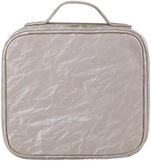 Three-color Adjustable LED Light Makeup Case Portable Tool Storage Bag(Apricot)