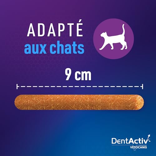 Vetocanis | Dentactiv | Dental Katzen Sticks | Köstliche Katzen Leckerlies | Katzen Zahnpflege & Gesundheit | Katzensnacks 85% Rindfleisch | Katzenfutter empfohlen von Tierärzten | Anti-Plaque-System