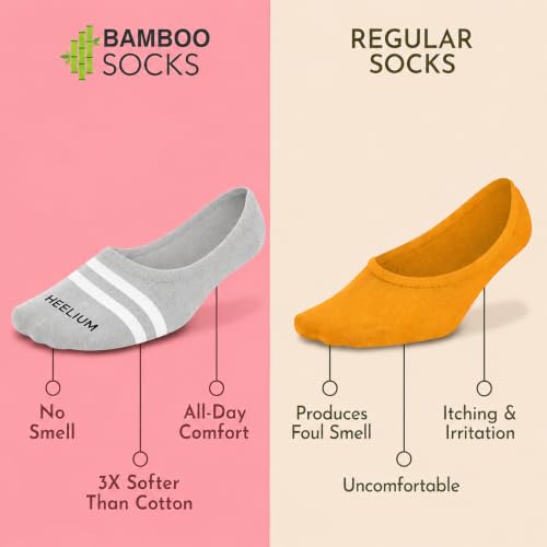 Image of HEELIUM Bamboo No Show Socks for Men | Odour Free & Breathable | 3X Softer Than Cotton Socks | Low Cut Socks | Size (UK 6-10)