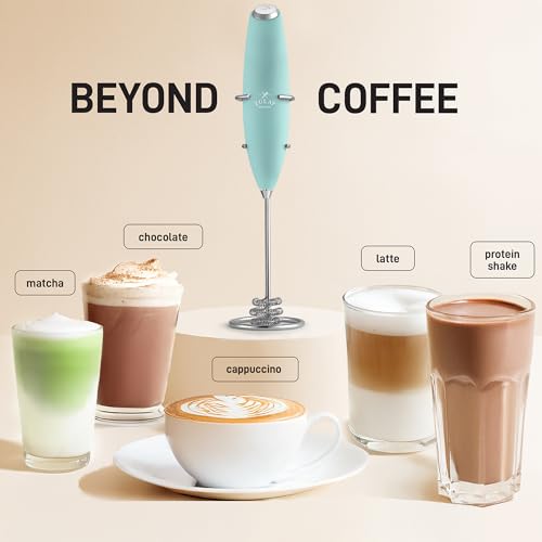 Zulay Kitchen Powerful Milk Frother Wand With Duracell Batteries - Ultra Fast Handheld Drink Mixer - Electric Whisk Foam Maker for Coffee, Lattes, Cappuccino & Matcha - Triple Whisk - Peppermint - image 3