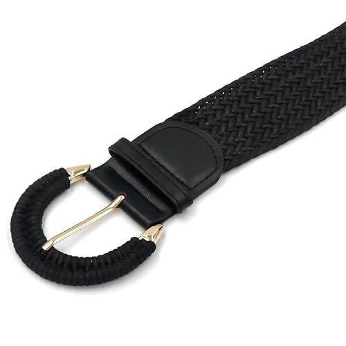 Earnda Women Braided Wide Belt Boho Woven Waist Belts for Summer Dress Jeans Pants with Semicircle Buckle Adjustable3