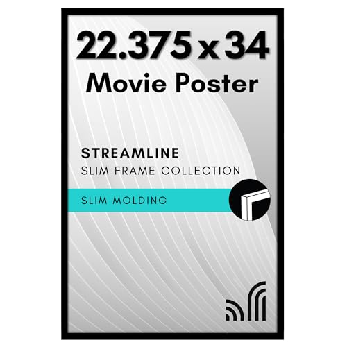 Americanflat 22x34 Poster Frame with Polished Plexiglass - Streamline Collection - Thin Border Picture Frame for Wall Display - Hanging Hardware Included - Black