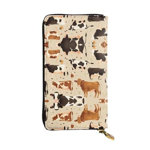 Stylish cow collection Pattern Leather Wallet - Long Clutch for Women, RDurable Material, 12 Card Slots, Zipper Compartments