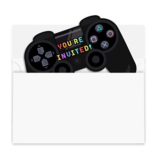 Yangmics Direct 30 Video Game Birthday Party Invitations With Envelopes - Shaped Fill-In Invitations #TOP3