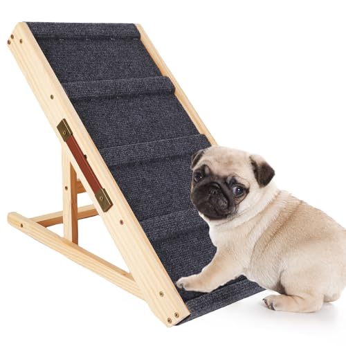 Umtiti Dog Ramp Bed Portable Dog Ramp Couch,3 Levels Wooden Folding Portable Pet Ramp for Small Doggie.Dog Ramps-58GY,UK