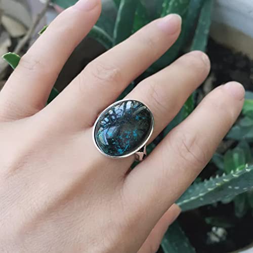 Bague malachite en argent 925 : bijou ovale d'exception fait main - 2