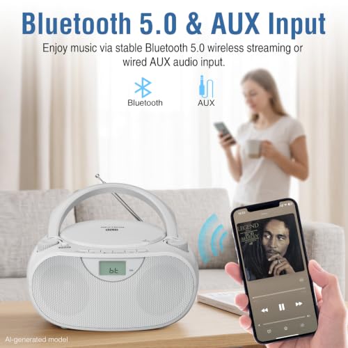 Image of Nextron Portable CD Player Boombox with Bluetooth, AM /FM Radio & USB