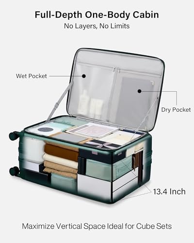 Image of Hanke Hardside Expandable Large Checked Luggage, 28 Inch Top Opening Trunk Luggages with Spinner Wheels, All-PC Hard Shell Suitcase, Lightweight TSA Approved (Blackish Green, 120L)