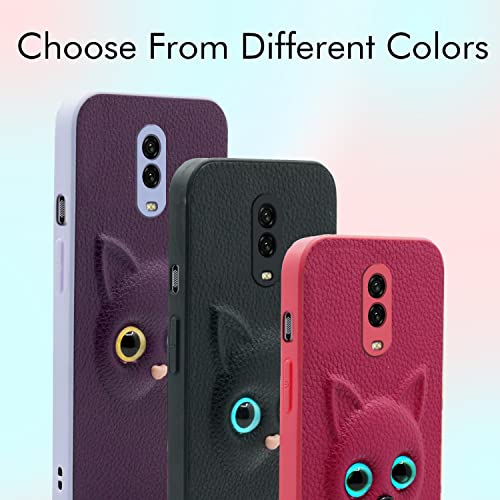 Image of Pikkme Oneplus 6T Back Cover for Girls | Cute Cat Leather Finish | Soft TPU | Case for Oneplus 6T (Purple)