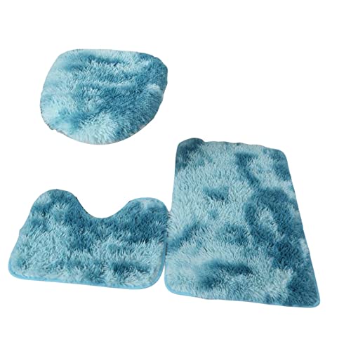 Ensemble de 3 tapis de bain absorbant bleu marine avec abattant - 7