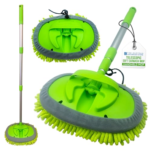 Car Cleaning Brush Microfibre Mop Telescopic Car Wash Brush with Extendable Handle & Scratch Free Head Washing Kit - Suitable for Cleaning Cars Caravans Van Truck Boat etc.