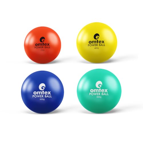 Image of omtex Power Ball Rubber Weighted Ball Combo Pack for Strength and Batting Training Multicolor Soft Grip Cricket Training Balls Size Standard 200g 400g 600g 800g Combo of 4